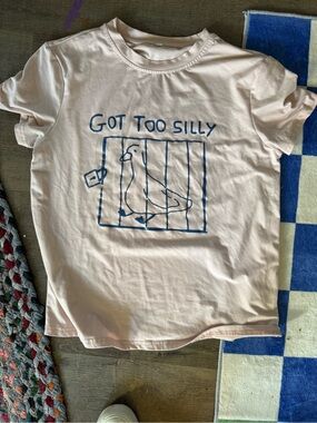 SO Pink Tee with Blue Bird Cage Graphic